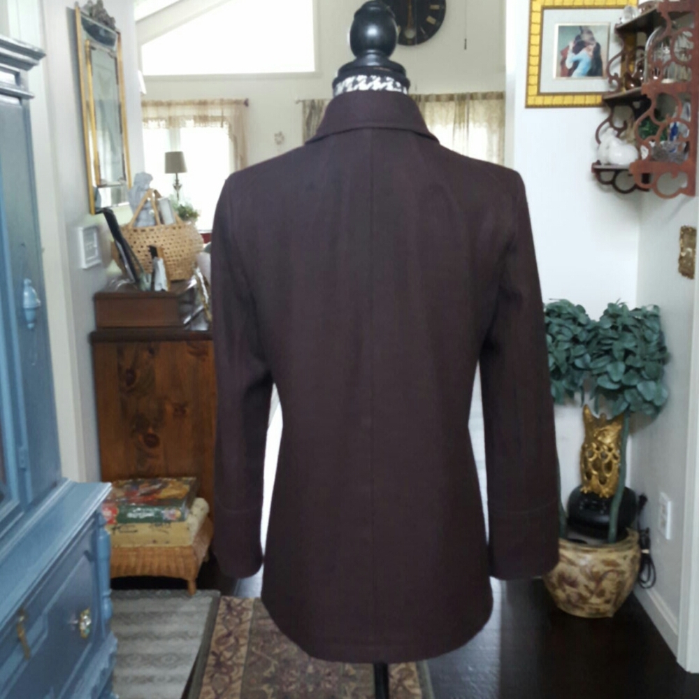 Signature Brown Wool Blend Pea Coat Size 6 - Picture 9 of 10